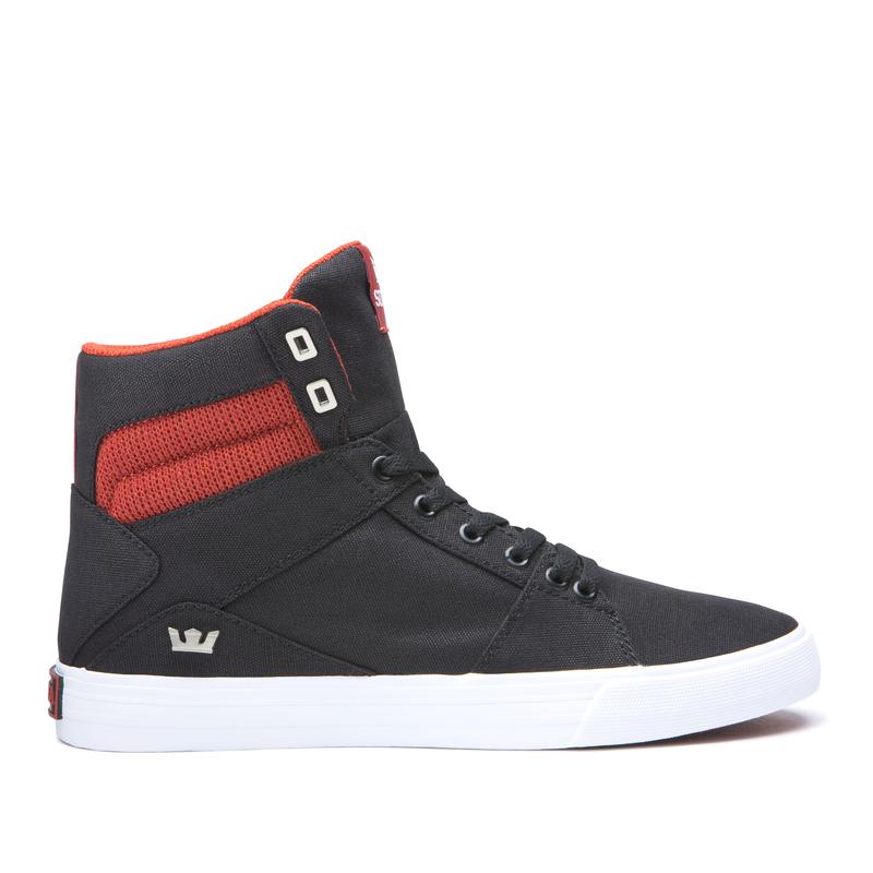 Buty Supra ALUMINUM - Sneakersy Wysokie Damskie - Czarne / Czerwone (CKVR-64239)